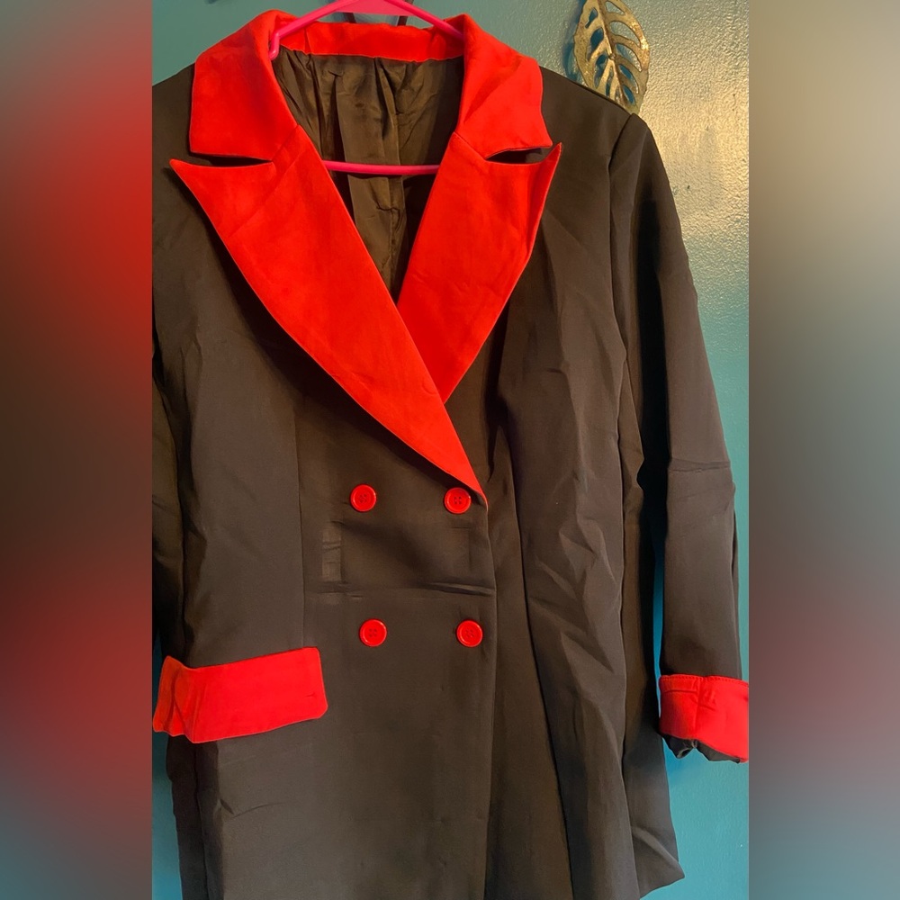 Chic Black and Red Women's Blazer